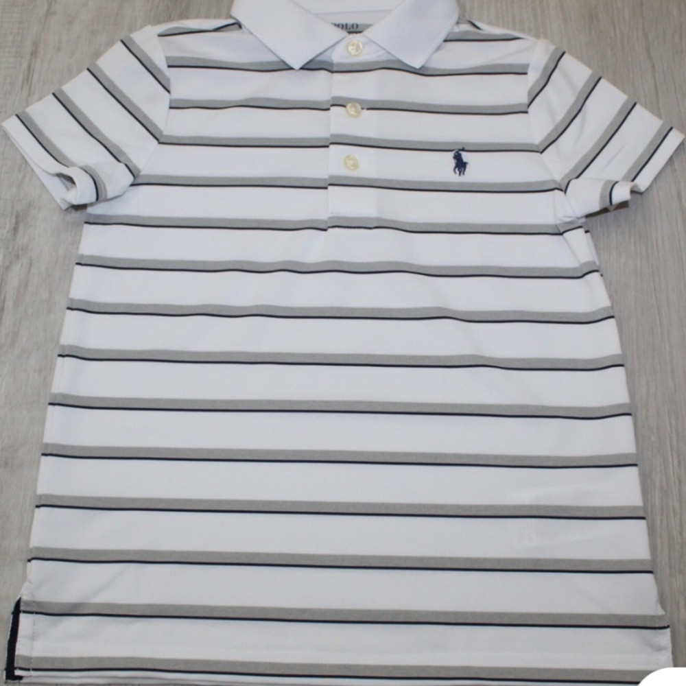 Polo by Ralph Lauren Toddler Boys' Polo Shirt - White, Gray and Navy Stripes